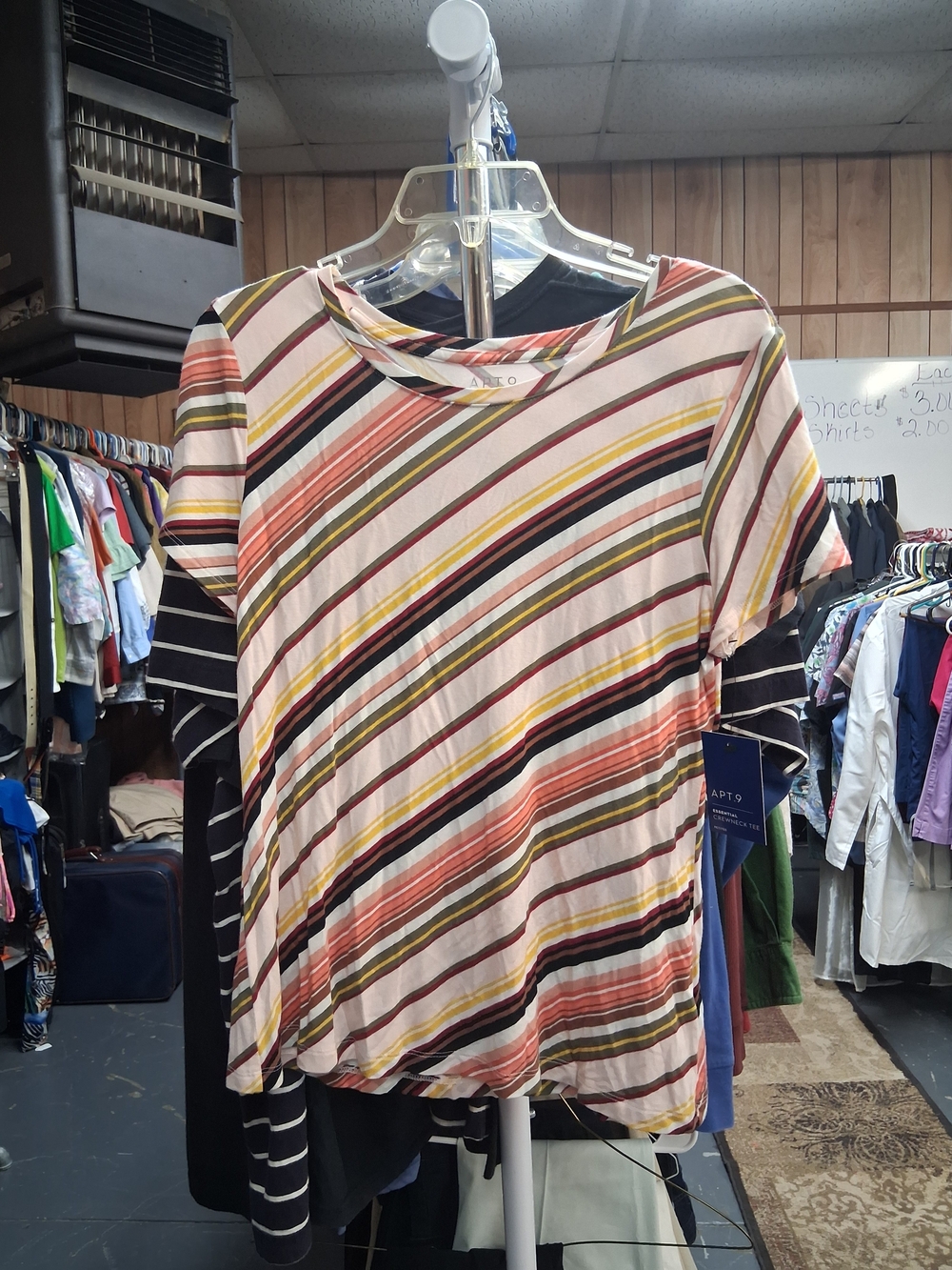 Apt. 9 Women's Multicolor Diagonal Stripe Short Sleeve Top